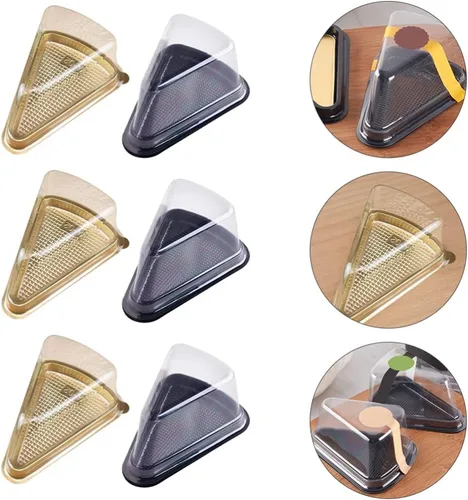 Vista 8 de Abaodam Cajas triangulares para rebanadas de pastel de 5.5 pulgadas, transparentes, reutilizables, con tapas, para pasteles de queso, mousse