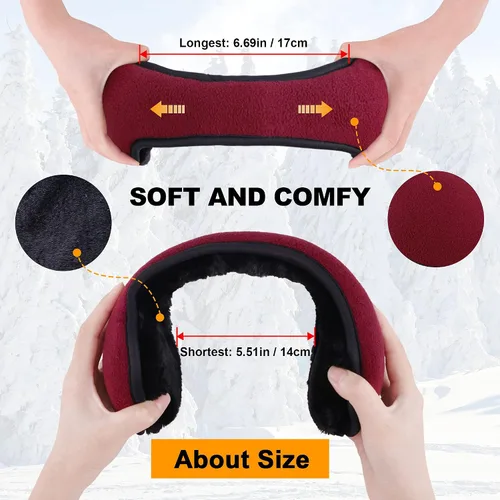 Vista 5 de Unisex Sherpa Fleece Lined Winter Earmuffs Ear Warmers
