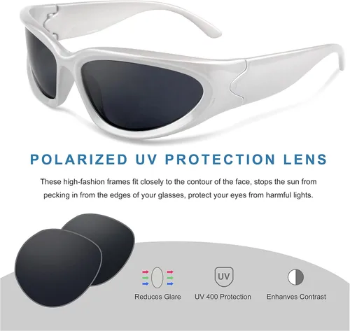 Vista 3 de KENBO POLARIZED Wrap Around Fashion Sunglasses For Women Men Oval Frame Sun Glasses Sports Sunglasses Trendy Y2K Glasses
