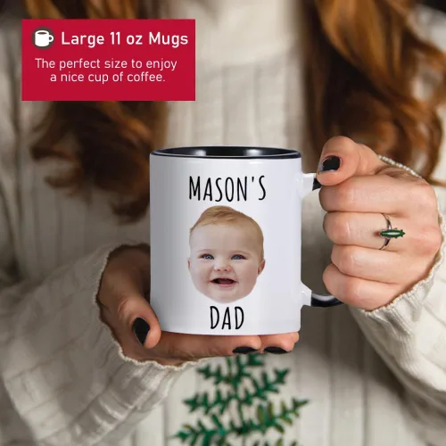 Vista 4 de Taza de café personalizada, tazas personalizadas con la cara de tus hijos, taza de bebé personalizada con nombre, taza con foto personalizada