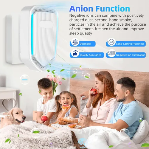 Vista 9 de Purificadores de aire enchufables mejorados, eliminador de olores para el hogar con generador de iones negativos, ionizadores de aire para ácaros