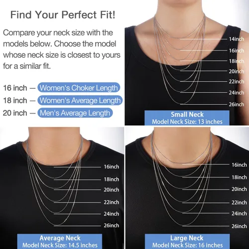 Vista 2 de Jewlpire Collar de cadena de plata de ley 925 chapada en oro de 18 quilates para mujer, collar de cadena de cable de 0.047 in, súper resistente