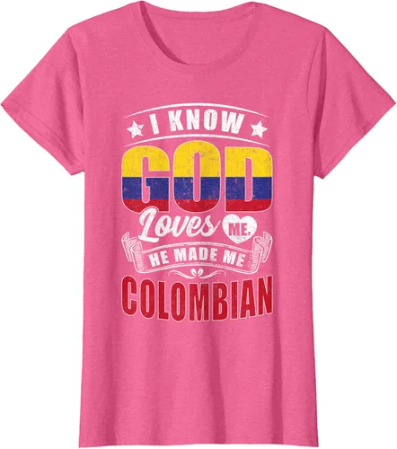Vista 15 de Camiseta Colombia Flag God Loves Me Funny Colombians, Negro