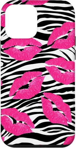 Vista 16 de Funda con estampado de labios de cebra rosa intenso y negro para iPhone 16 McBling