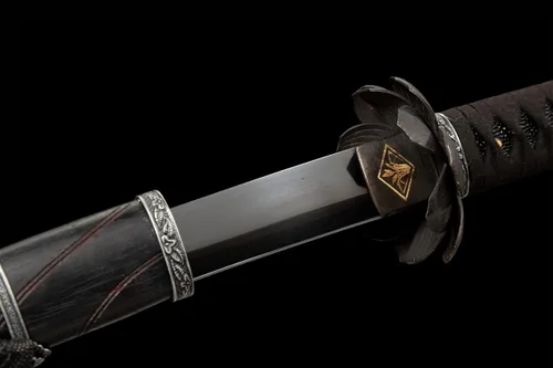 Vista 5 de Sekiro: Las Sombras Mueren Dos Veces Cosplay Katana de Espada Japonesa Samurai Real, Hoja Negra Hecha a Mano, Hoja de Acero de Primavera 9260, Tang