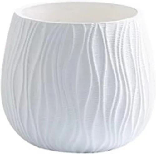 Vista 8 de Flower Pots Floor Plant Pots Cement Large Round Planters Simple Water Pattern Pattern Solid Color Green Plants Floriculture Flower Pots Plant Beige