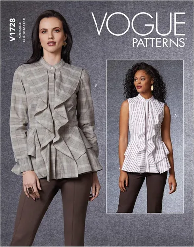 Vista 5 de Vogue Patterns V1728B5 Misses Top/Vest B5 (8-10-12-14-16), color blanco