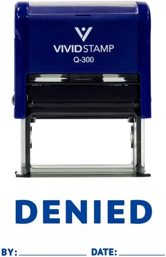 Vista 2 de Denied by Date - Sello de goma autoentintado (tinta azul) grande