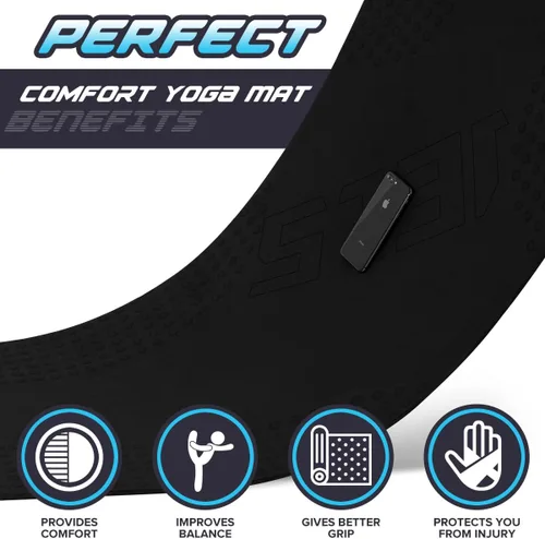 Vista 4 de JELS - Tapete de yoga extra grueso, 2/5 pulgadas, diseño ergonómico 3D antideslizante, material TPE certificado SGS, tapete de yoga para hombres