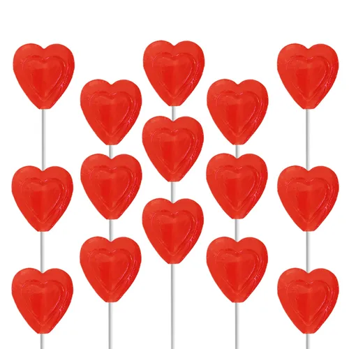 Vista 9 de Paletas rojas para el día de San Valentín, con doble forma de corazón, sabor a cereza, Kosher Parve, envueltas individualmente, (media libra)