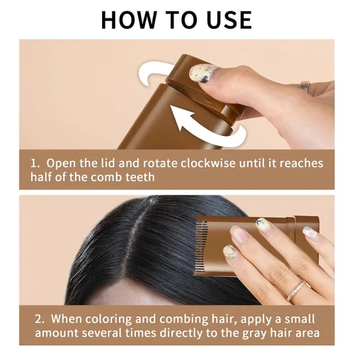 Vista 6 de Barra de color para el cabello, tinte para cabello gris, impermeable y resistente al sudor, cobertura uniforme y efectiva, fácil de usar, fórmula