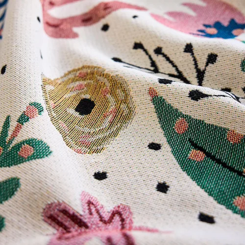 Vista 8 de VANJOROY Cobija fina bohemia, 100% algodón tejido a mano sudoccidental con decoración floral de granja reversible, cobija para todas las estaciones