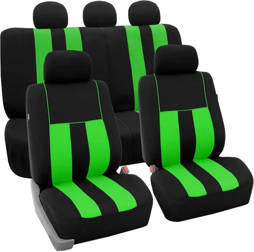 Vista 26 de FH Group Juego completo de fundas de asiento de coche de tres filas a rayas, compatible con bolsas de aire y listas para dividir, ajuste universal