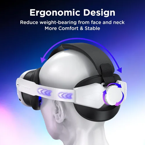 Vista 2 de YOGES Head Strap Compatible with Meta Quest 3, Comfortable Elite Headstrap Compatible for Oculus Quest 3 Accessories Adjustable Lightweight VR