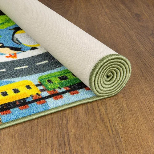 Vista 6 de KC Cubs 8x10 Alfombra de Carretera con Animales Safari para Coches de Juguete – Alfombra de Juego Educativa para Niños, Pequeños, Guardería, Aula