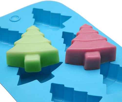 Vista 8 de 3 moldes de silicona de Navidad, bandejas de hornear FineGood para árboles de Navidad, calcetines y campanas, molde de cera de Navidad