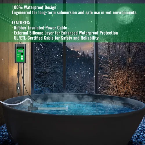 Vista 6 de Calentador de agua totalmente sumergible de 3000 W y 240 V para bañera y piscina inflable, calentador eléctrico de inmersión portátil con GFCI
