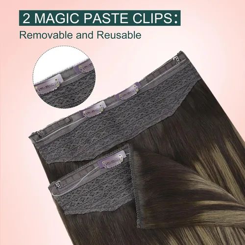 Vista 15 de Easyouth Extensión de cabello humano rubio con cola de caballo, extensiones de cabello humano rubio dorado con reflejos rubios, extensiones