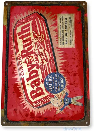 Vista 3 de Tinworld Letrero de lata: Baby Ruth Chocolate Candy Bar Retro Cocina Cottage Farm Sign C375