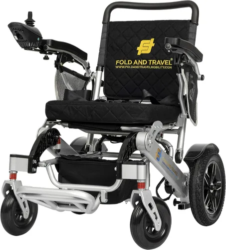 Vista 10 de Silla de ruedas eléctrica plegable ligera Silla de ruedas resistente de alta potencia (negro)