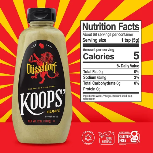 Vista 2 de Koops Dusseldorf Mostaza, salsa estilo alemán, 12 onzas, paquete de 2