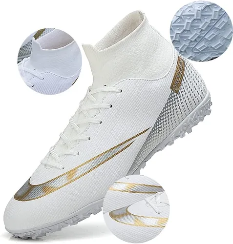 Vista 6 de miscloder Tenis de fútbol unisex para hombre, zapatos de fútbol de caña alta para hombre, zapatos de fútbol para interiores, tacos de fútbol