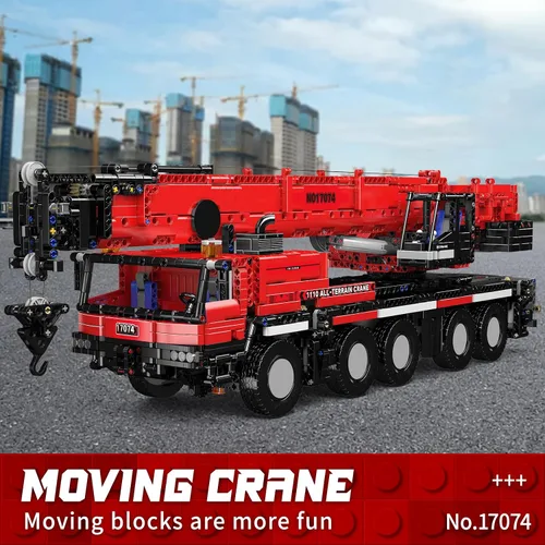 Vista 2 de Mould King 17074 Engineering LTM Crane: Modelos de máquina de grúa de construcción con control remoto todo terreno perfectos para entusiastas
