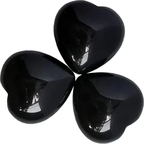 Vista 13 de 3 piezas de labradorita negra natural de bolsillo para el pulgar de la palma de la palma de cristal curativo del corazón, piedras de preocupación