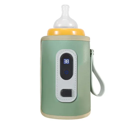 Vista 9 de Calentador de biberones de leche para bebés con pantalla digital USB, portátil de 5 velocidades para leche materna y agua (verde)