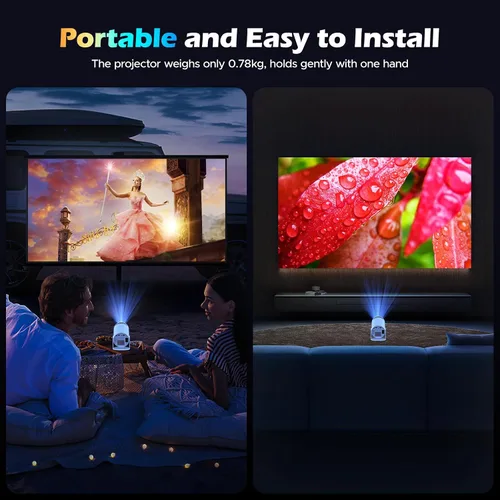 Vista 6 de Mini proyector con WiFi 6 y Bluetooth, compatible con 4K