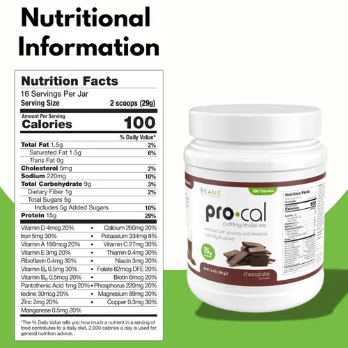 Vista 2 de Pro-Cal - Polvo de reemplazo de comida de chocolate, mezcla de pudín y batido alto en proteínas, bajo en calorías, bajo en carbohidratos, sin