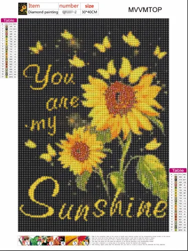 Vista 4 de MVVMTOP Kits de pintura de diamantes 5D para adultos, palabras de girasol, taladro completo, arte de punto de cruz, pintura por números