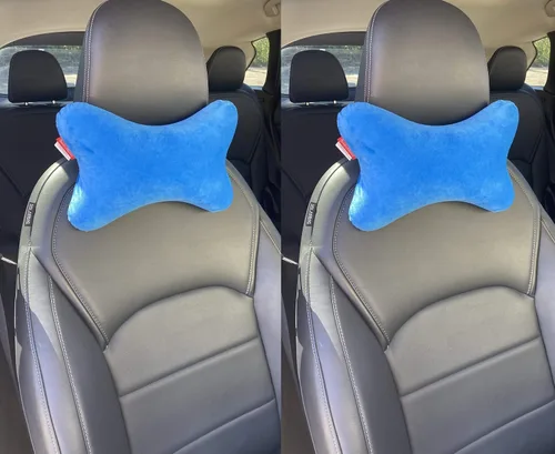 Vista 8 de Paquete de 2 almohadas de cuello de viaje con forma de hueso de perro, espuma viscoelástica, para automóvil, autobús, camión, conducción cómoda Negro