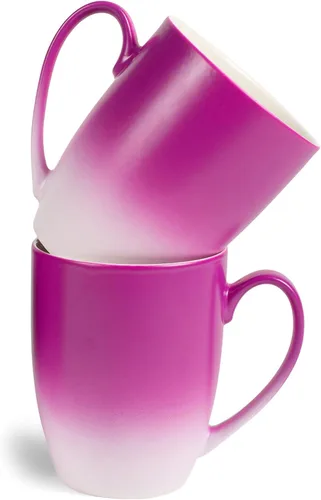 Vista 8 de Elanze Designs Magenta blanco dos tonos Ombre mate taza de café de cerámica de 12 onzas Magenta y blanco.