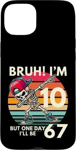 Vista 9 de Bruh I'm 10 But One-Day I'll Be 67 Retro 10th Birthday Kids Case for iPhone 17