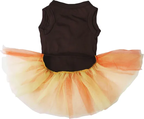 Vista 2 de Petitebella Vestido de cachorro de pavo arcoíris (marrón/naranja, talla XS)