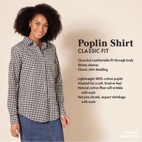 Vista 2 de Tienda Essentials Camisa de popelina con botones y manga larga para mujer