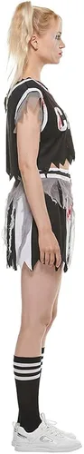 Vista 5 de EraSpooky Disfraz de animadora zombi para mujer vestido sangriento de Halloween