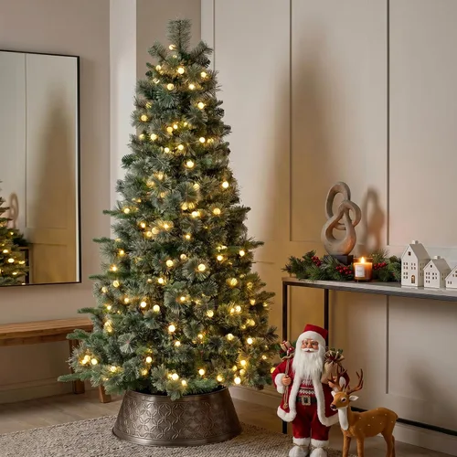 Vista 18 de Glitzhome Árbol de Navidad preiluminado, abeto artificial realista de 7.5 pies con 1,668 puntas y 680 luces centelleantes C3, 10 funciones de Aspen
