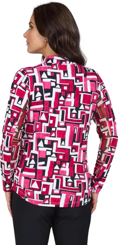 Vista 7 de IBKUL Athleisure Wear 48543 - Polo de manga larga con protección solar UPF 50+ Icefil Cooling Tech Jennifer Print de longitud ajustable