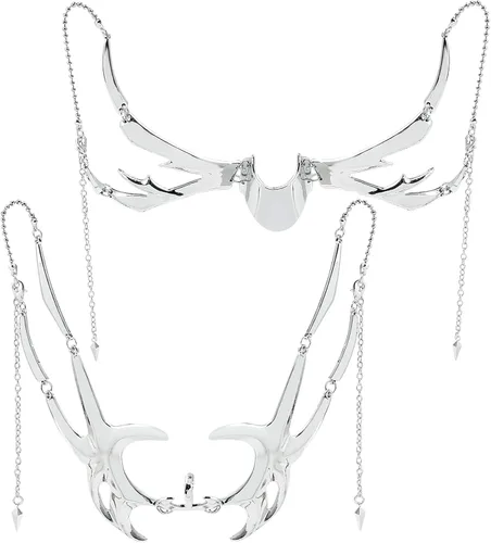 Vista 3 de Máscara mecánica punk para mujeres, accesorios de cara de metal irregulares, máscara de fiesta de Halloween para mujeres y hombres