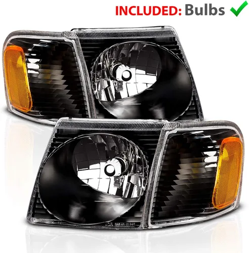 Vista 2 de AmeriLite Faros delanteros de repuesto para Ford Explorer Sport/Sport Trac Crystal Black 2001-2005 con lámpara de esquina, pares, lado del pasajero