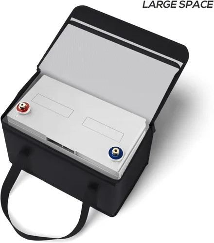 Vista 5 de FLASLD Large Fireproof Lipo Bag for 100Ah Lithium Battery Storage and Charging, 14 x 7.8 x 9.5in Waterproof Box for Documents and Valuables