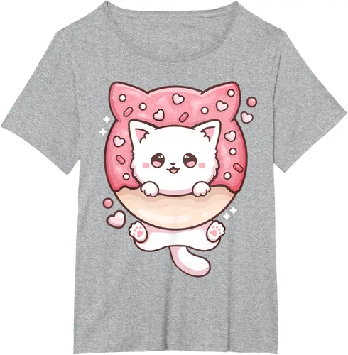 Vista 92 de Camiseta Kawaii Cat Donut Anime Lover Otaku, Negro