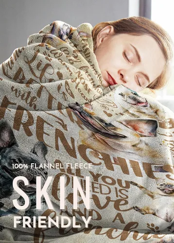 Vista 2 de Huglanket Regalos de bulldog francés, regalos franceses para mujeres, manta de franela súper suave y agradable a la piel, 50 x 65 pulgadas