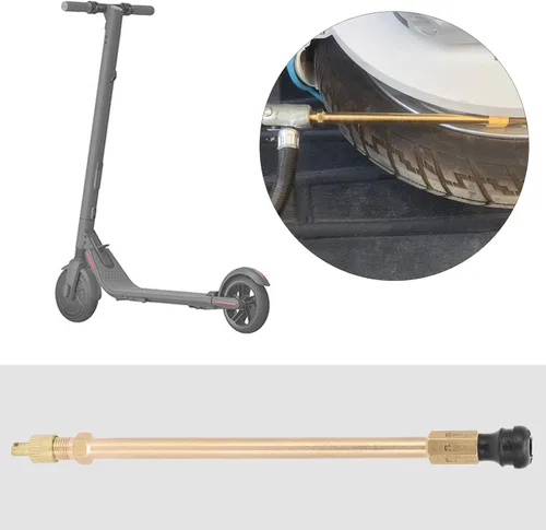Vista 4 de Vástago de válvula de neumático sin cámara con adaptador de extensión para scooter M365/PRO Construcción de cobre, tubo inflable de la extensión