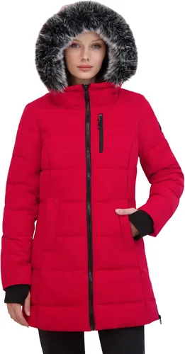 Vista 18 de Nautica Chaqueta acolchada pesada para mujer con capucha forrada de piel sintética Negro