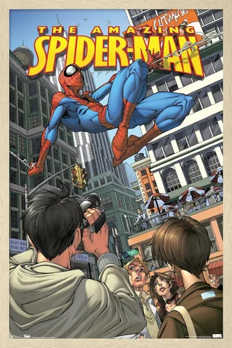 Vista 14 de Trends International Marvel Comics Spider-Man - Póster de pared definitivo, 14.725 x 22.375 pulgadas, versión enmarcada de madera de granero