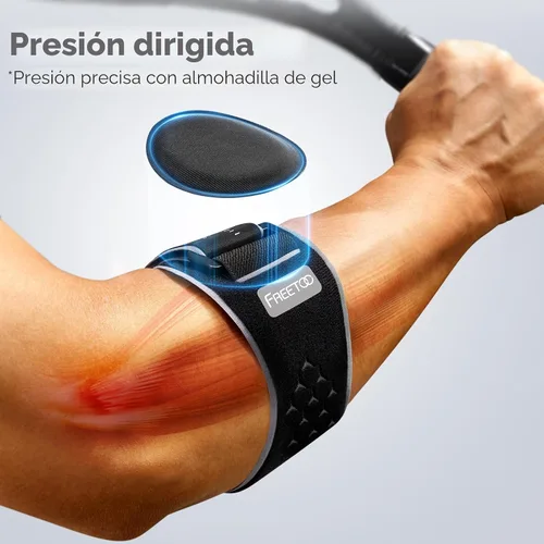 Vista 2 de FREETOO Codera de tenis para hombres y mujeres para tendinitis, codo de tenis con almohadilla de gel, codo de golfista para hombres para codo