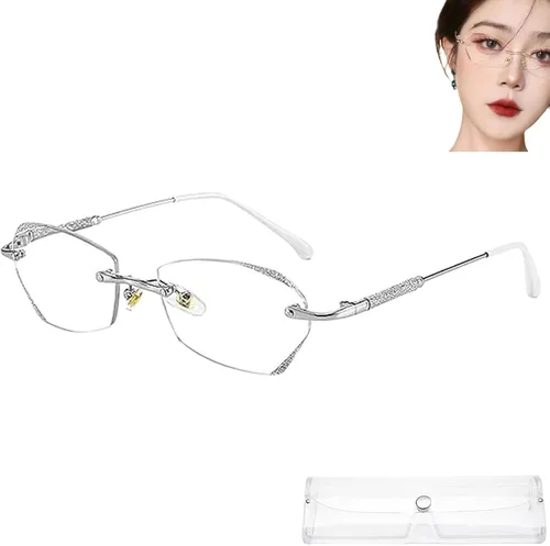Vista 11 de Glassesify - Gafas de lectura para mujer, sin montura de diamante, antiluz azul, ligeras
